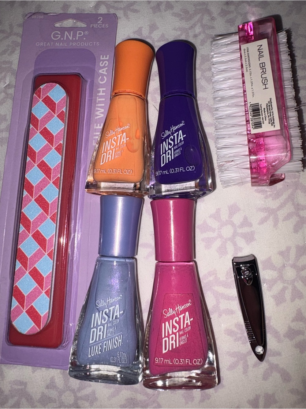 Sally Hansen Insta-Dri Nail Polish Set - Orange, Purple, Pink, Light Blue